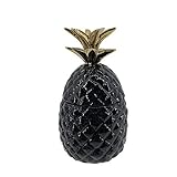 Comfy Hour Farmhouse Collection 9' Pineapple Storage Candy Cookie Jar with Lid, Black and Gold,...