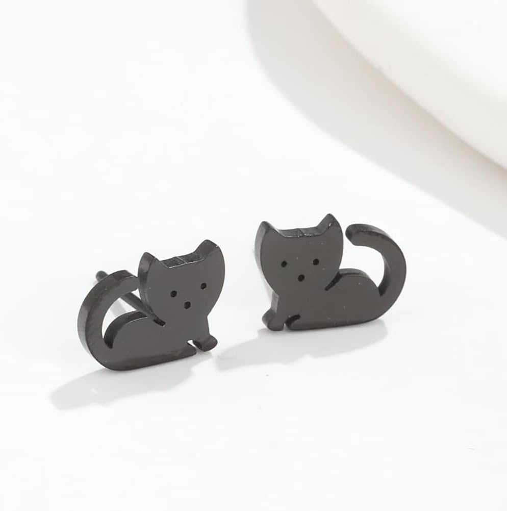 Cute Cat Tiny Stud Earrings for Women Teen Girls Stainless Steel Kitten Cartilage Small Studs Earring Simple Jewelry Gifts Birthday - Image 3
