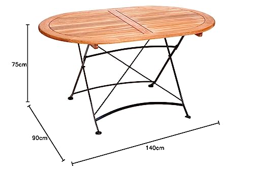 Merxx MERXX Tisch Schlossgarten aus Eukalyptus und Stahl, oval, ca. 140x90 cm, FSC Mix