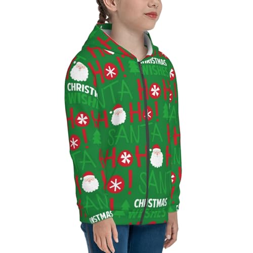 Cute Santa And Ho Ho Ho Kids Pullover Hoodies Boys Zip Up Sweatshirts Girls Athletic Clothes with Pocket4