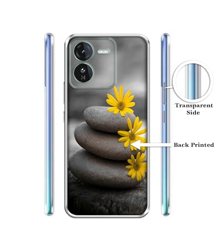 Image of Casotec Stones and Flower Design Printed Silicon Soft TPU Back Case Cover for iQOO Z9 5G