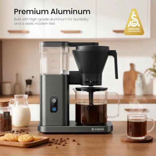 Image of Kismile SCA-Certified 8-Cup Drip Coffee Maker with Pour-Over Control | 3-Second Heating at 197-205F, Adjustable Flow, Removable 1.25L Water Tank, 20-Min Cold Brew and 40-Min Keep Warm