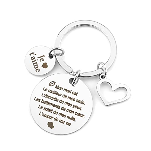 ZKIUOA Cadeau Mari Cadeau Homme Amour Porte Clef Amoureux Cadeau Saint Valentin Homme Cadeau Couple Amoureux Cadeau Anniversaire Mari Cadeau St Valentin Cadeaux Pou Mon Mari Est L'Amour De Ma Vie