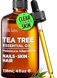 100% Pure Tea Tree Essential Oil - 4 Fl Oz - Tea Tree Oil for Hair, Skin, Diffuser, Aromatherapy & DIY Candle Making Scent