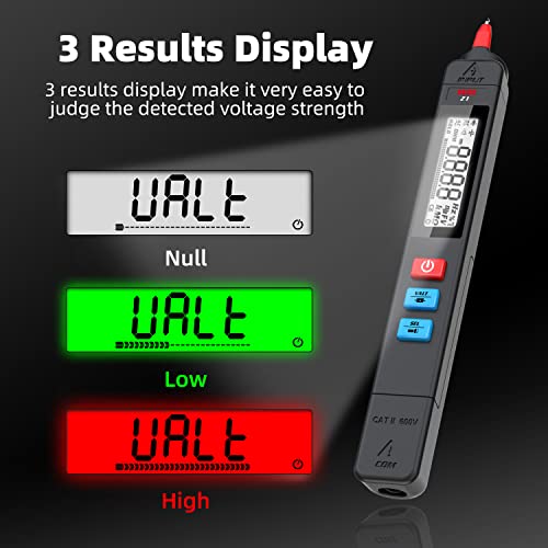 Bside Pen-Type Digital Multimeter 3-Results Display Portable Smart Auto Range Voltmeter Resistance Continuity Frequency V-Alert Live Check Ac/Dc Voltage Tester With Flashlight #TOP1
