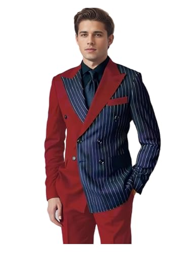 Tuxedo for Men Slim Fit 2 Pieces Peaked Lapel Stripe Suits Blazer Pants Prom Party Banquet Business