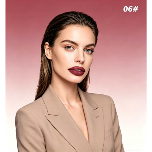 Image of Matte Lip Liner Lip Stick Lip Oil Set, Lip Makeup Set Natural Smooth Long-Lasting And Hydrating Beauty Daily Cosmetics Gift for Girls Easy-to-Use(#06)