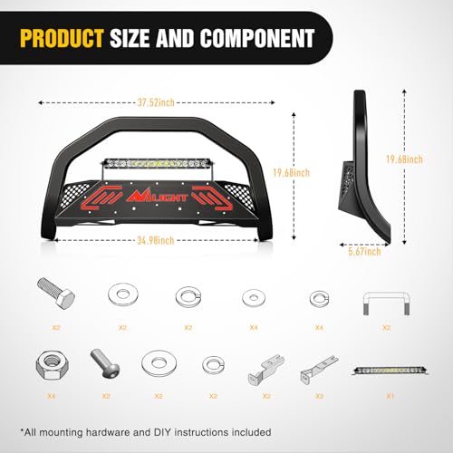 Image of Nilight Bull Bar with Light Bar&License Plate Hole Compatible for Ford F-150 F150 2004-2026 Truck Brush Guard, Front Bumper Push Bar w /Grille Skid Plate Light Mount
