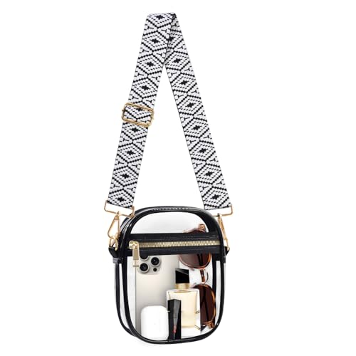 Image of Fibrdoo Clear Crossbody Purse Bag, Clear Bag Stadium Approved with Front Pocket for Concerts Sports Festivals