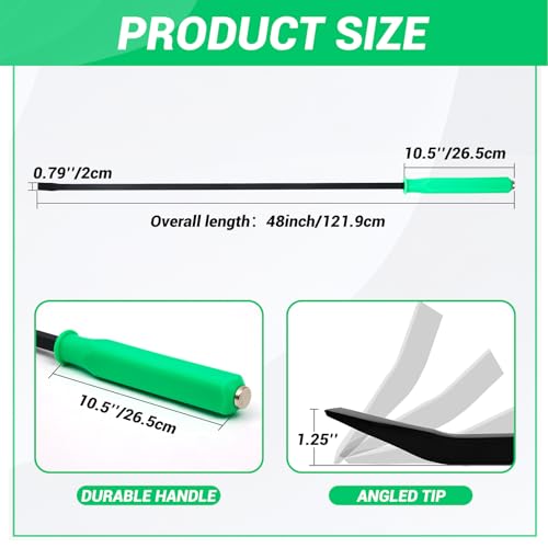 Image of 48 Inch Metal Striking Cap Pry Bar Long Heavy Duty Pry Bar with Mechanic's Handle for Positioning Aligning Prying Iron Worker Tools (Green)