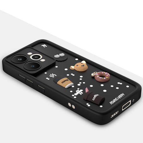 Image of Bintage Cute Fun Taddy| 3D Ball Bear| Donut| Coffee Rubber Case Full Body & Camera Protection Back Cover Compatible for Realme 15 5G - Black