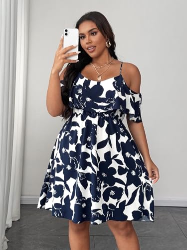 Image of Plus Size Summer Dresses for Women Casual Short Sleeves A Line Midi Dress