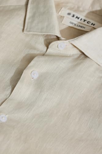 Image of SNITCH Men Casual Shirt | Slim Fit Full Sleeve Classic Collar Solid Pattern | 100% Linen, Breathable & Lightweight Fabric, Machine Washable