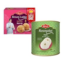 Bikaji Rasmalai Patty 1Kg & Besan Laddoo Combo | Premium Indian Sweet Pack | Perfect for Festive Gifting