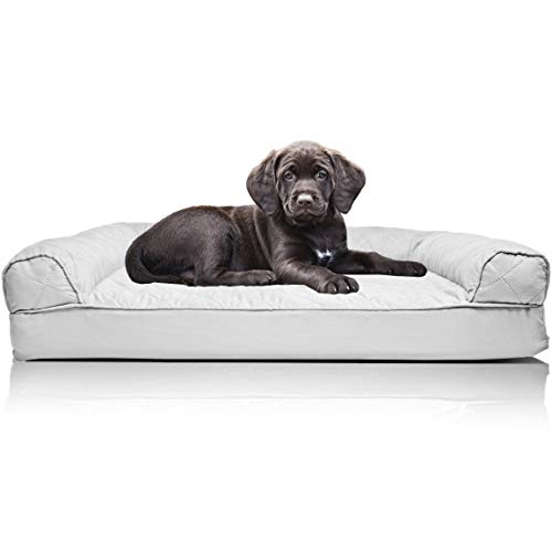 Furhaven Pet Dog Bed | Orthopedic Quilted Traditional Sofa-Style Living Room Couch Pet