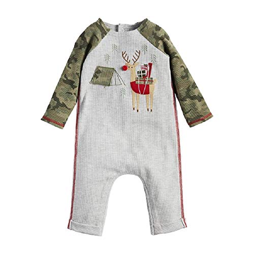 Pyjama une pièce camping renne Mud Pie vert pour bébé garçon de 6 à 9 mois