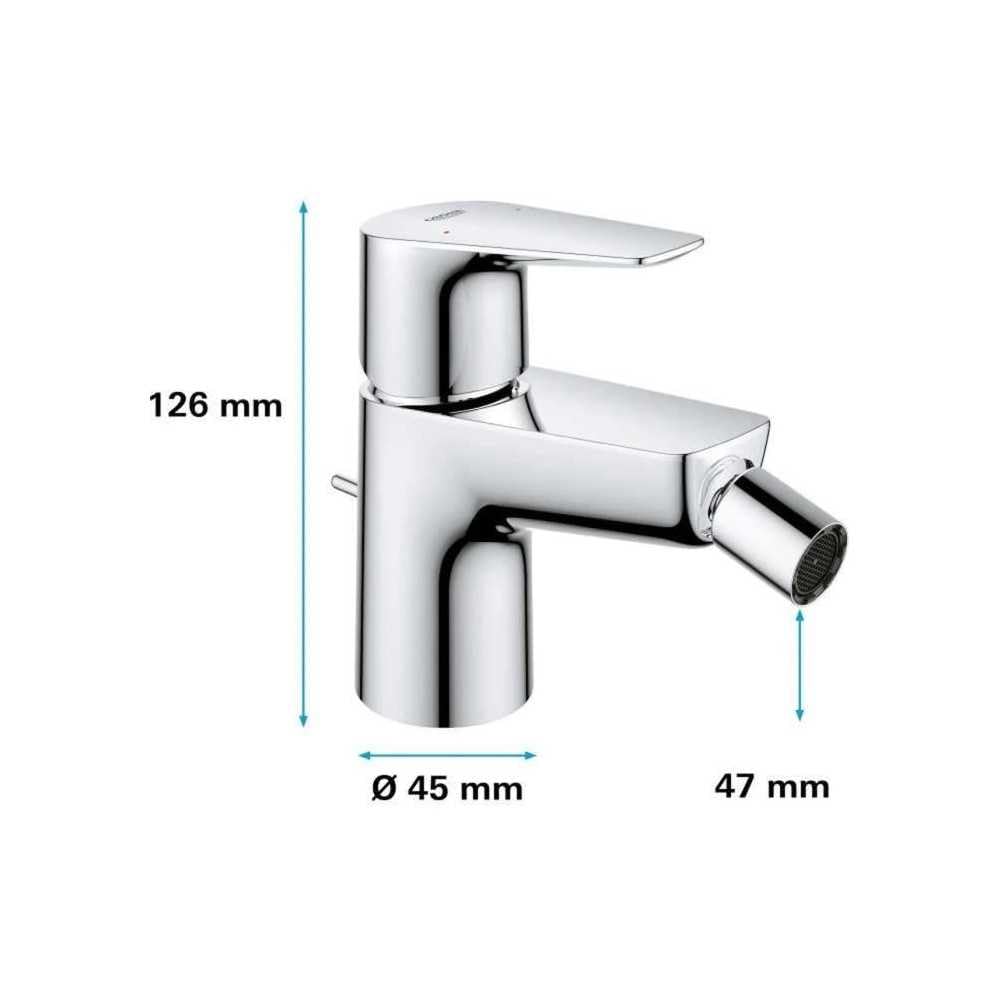 Grohe Start Edge Miscelatore Monocomando per Bidet, Cromo, Scarico a saltarello 1 1/4", Installazione veloce, 23345001