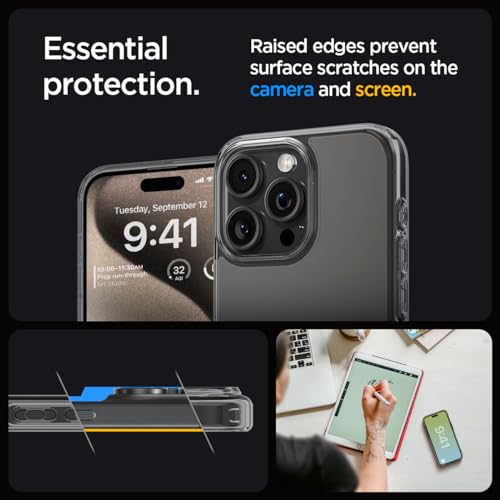 Image of Spigen Ultra Hybrid Back Cover Case for iPhone 15 Pro Max, Durable Hybrid Structure, Air Cushion Technology - PC+TPU | Abyss Green