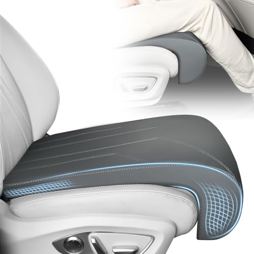 Image of FLORICH Car Seat Extender Leg Extender Support Cushion for Driver Seats Office Chair, Leather Carseat Leg Support for Long Drivers Universal Car Seat Cushion Legs Rest Pads-Grey