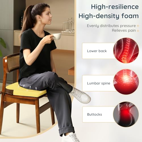 Vicatiful Chair Cushions for Dining Chairs Set of 4, Non-Slip Kitchen Chair Pads with Ties, 2" Thick High Resilience Foam, Removable Machine Washable Cover, 17"x16", Brown by Vicatiful - Image 4