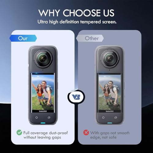 Image of Action Pro 2 Pack Screen Protector Film + Silicone Lens Cap Compatible with Insta360 X4 Camera Accessories, Full Screen Coverage & Easy Installation Kit