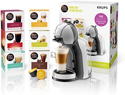 KRUPS Nescafé Dolce Gusto Mini Me, Single Serve Capsule Coffee Machine Starter Kit, Including 6 boxes of Coffee Pods, KP123B41, Arctic Grey and Black
