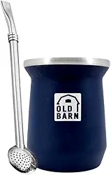 Kit 1 Cuia Térmica Parede Dupla De Alumínio 1 Bomba De Chimarrão Tereré Inox Filtro Redondo 19cm Old Barn Cor:Azul