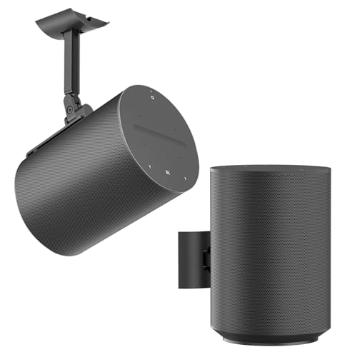 Image of Heavy-Duty Speaker Wall Mount and Ceiling Speaker Mount for Sonos Era 100 Wireless Speaker Mount,Tilt & Swivel Adjustable Mount or Sonos Era 100 Speaker with Hardware Kit - 2 Pack, Black