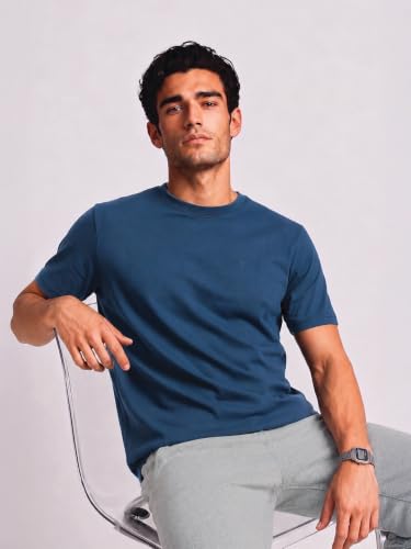 Image of Van Heusen Men's Crew Neck T-Shirt - Soft & Breathable Cotton | Regular Fit | Comfortable Everyday Casual Wear | Short Sleeves | Summer Favorite |Solid Colors | Style 60052|Available in Pack of 1 & 2