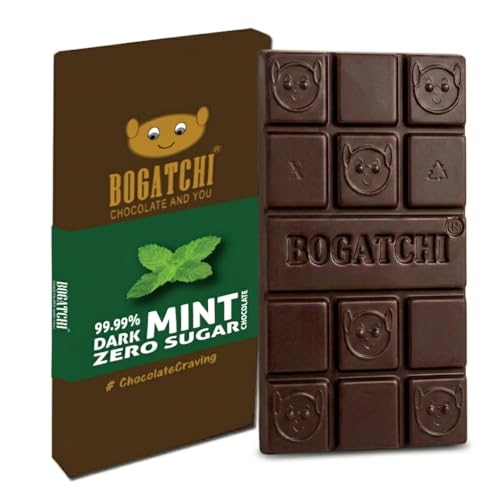Image of BOGATCHI 99% Dark Chocolate| Mint | Real Cocoa Intense Dark Chocolate, 60gm