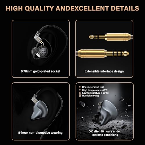 Image of MAXAUX in Ear Monitors Earphones Wired IEM Headphones Without Microphone,1DD+1BA HiFi Bass,4N OFC Detachable Cable,Noise Isolating Earbuds for Musicians,Singers,Studio,Gaming,Stage Monitors,DJ,PC,PS5