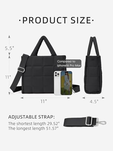 Image of WESTBRONCO Puffer Crossbody Bags for Women Quilted Tote Bag Puffy Weekender Overnight Bag Nylon Shoulder Handbag
