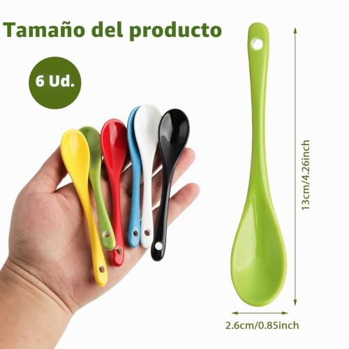 Miniatura 2 de Annlpoy 6 Piezas Cuchara De Porcelana Para Huevos, Cucharillas Postre Cucharas Cafe Cucharillas De Té Cucharas De Postre Hueveras Cubiertos Cubiertos Elegante Y Robusto Para La Mesa De Desayuno Y Más