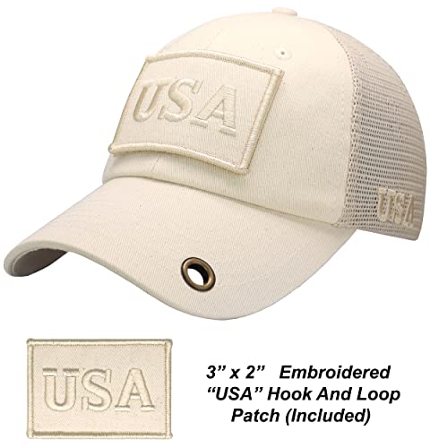 Image of Antourage American Flag Unconstructed Unisex Mesh Snapback Baseball Hat Cap for Men and Women +2 Patriotic Patches Included