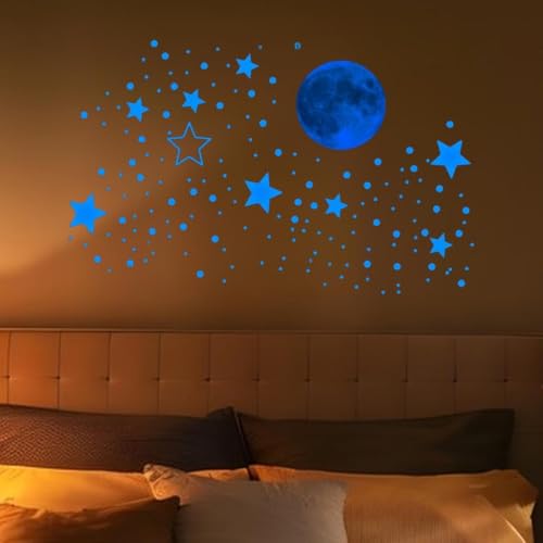 Set de 5 adhesivos luminosos de pared estrellas y luna miniatura 5