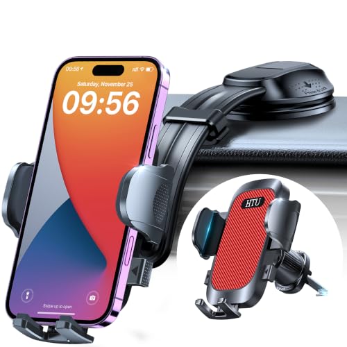 Image of HTU Upgraded Strongest Suction No Block View Bendable Arm Car Phone Holder (Light Red)