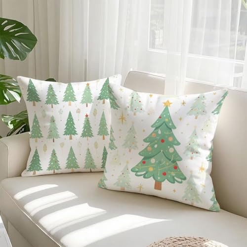 Housse coussin 65x65cm vert velours double face Noël imperméable lot de 2 - 3
