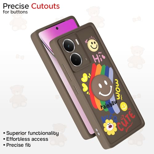 Image of Pikkme Back Cover for Realme P3 5G | Soft Silicone| Cute Rainbow Smile & 3D Cartoon Flower Design | Shockproof Raised Camera Protection Bumper Case (Brown)