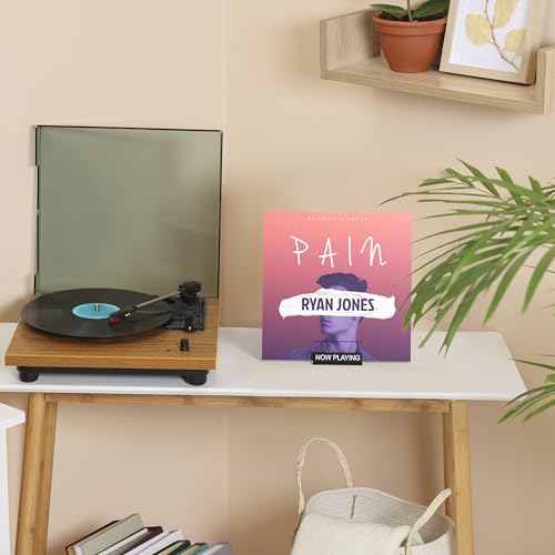 Heather & Willow Now Playing Vinyl Record Stand | Record Holder Display | Wood Storage Stands for Albums | Now Spinning Vinyl Accessories Rack - Black