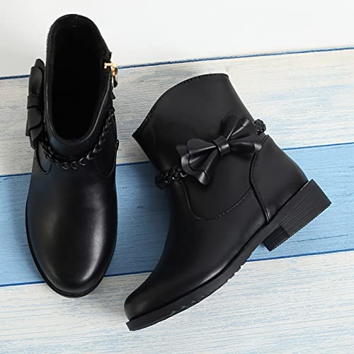 Toddler/Little Kid Girls Short Boots Side Zipper Riding Ankle Boots Cute Bowknot Dress Booties4