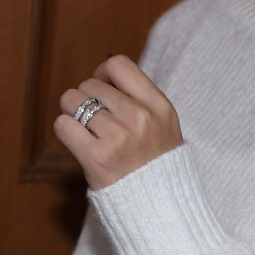 1 CT Round Lab Created Moissanite Combination Cathedral and Classic Enhancer Ring Guard In 14K Gold Over Sterling Silver For Womens (1 Cttw), Gift For Her4