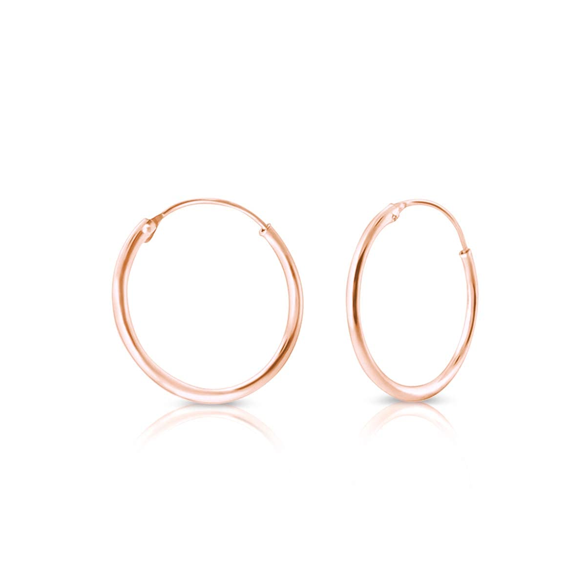 DTPsilver Pendientes Oro Rosa Mujer - Pendientes Aro Oro Mujer - Pendientes Dorados Mujer - Pendientes Rosa Oro - Piercing Nariz Aro - Pendientes Dorados Grandes - Pendientes Aros Oro de Todos los Tamaños