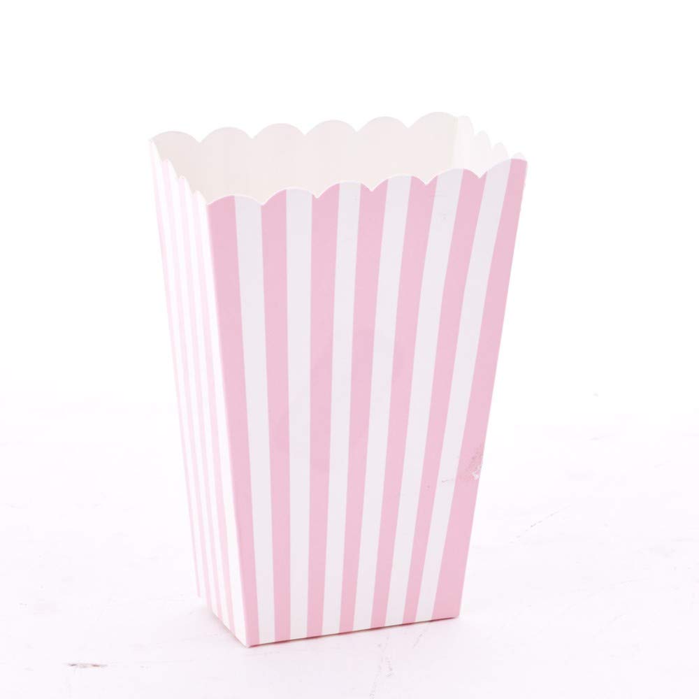 Pink Popcorn Style Baby Shower Boxes with Stripes 12 Pieces - One Dozen, Size: 5 1/2