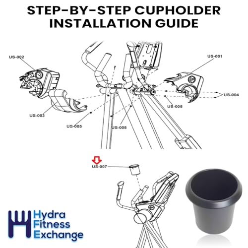 Hydra Fitness Exchange Elliptical Water Bottle Holder – Universal Gym Fitness Machine Cup Holder Durable Plastic Drink Holder for Home & Commercial Ellipticals - Life Fitness Compatible Charcoal Gray