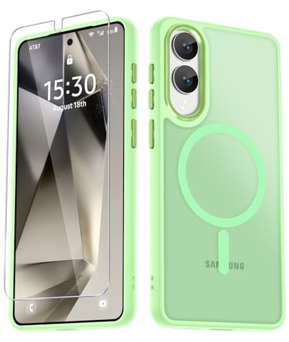 Image of for Samsung Galaxy S25 Edge Case, Matte Magnetic Phone Case with 1 Screen Protector, Support for Magsafe, Translucent Frosted Shockproof Protective Cover for Samsung Galaxy S25 Edge, Mint Green