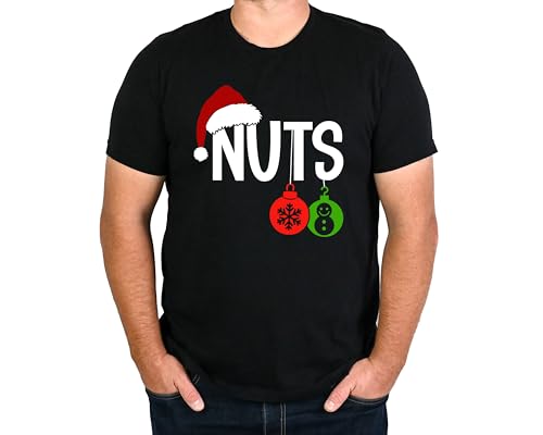 CHEST NUTS Shirt, Couples Christmas Shirt, Christmas Gift for Boyfriend & Girlfriend, Xmas Holiday Gift, Husband and Wife Shirts, Funny Couples Shirt (BLACK/NUTS, 2XL)