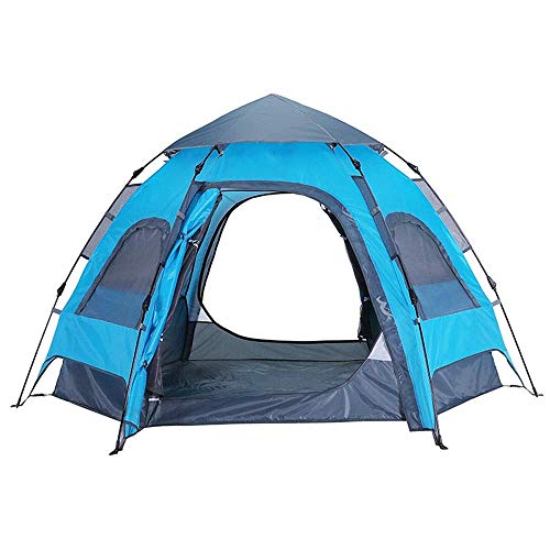 Tente double couche à double porte automatique hexagonale pour 3-4 personnes