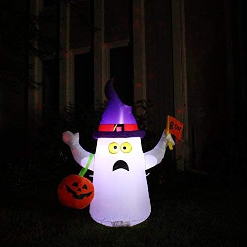 Joiedomi Halloween 5 FT Inflatable Ghost with Boo Flag with Build-in LEDs Blow Up Inflatables for Halloween Party Indoor, Outdoor, Yard, Garden, Lawn Decorations