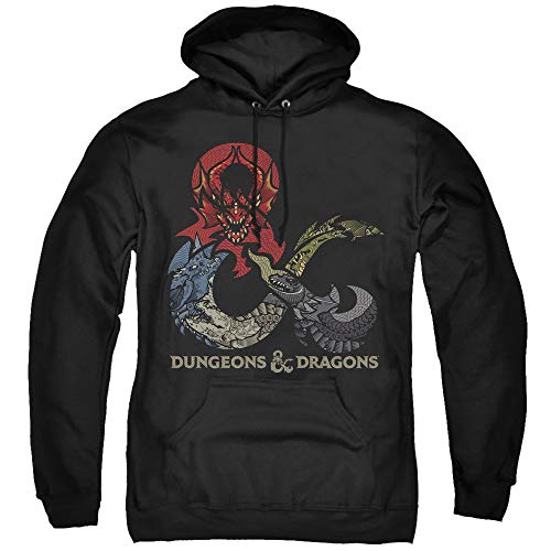 Dungeons & Dragons Unisex Adult Pull-Over Hoodie - Dragons Black Large