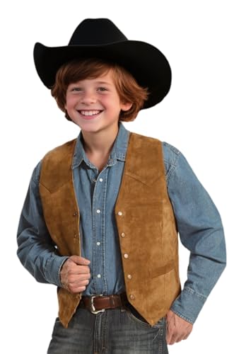 Boys Western Vest for Kids Suede Cowboy Waistcoat for Child Leather Retro Slim Fit Casual Costume Outfit